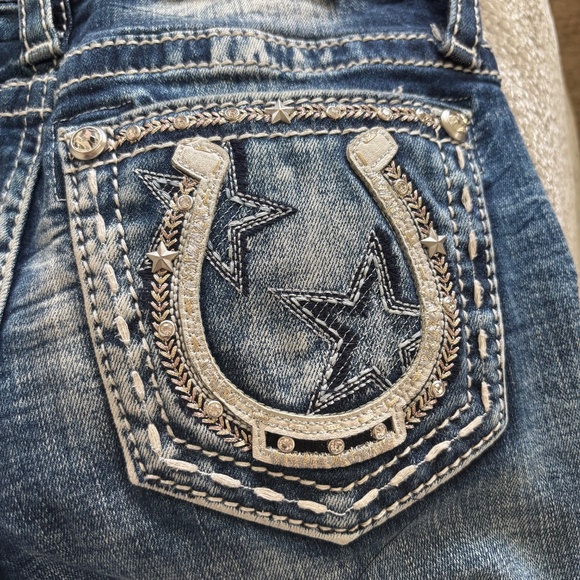 Miss Me Women's Horseshoe Pocket Bootcut Jeans, Size24, mid-rise, western - Picture 10 of 10